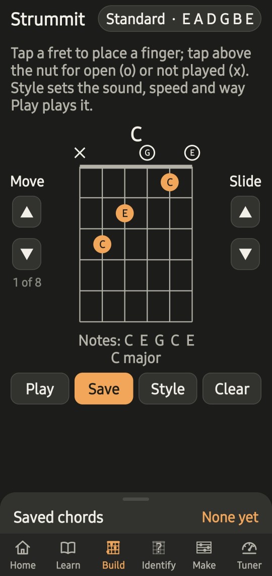 A chord box being built with its name shown